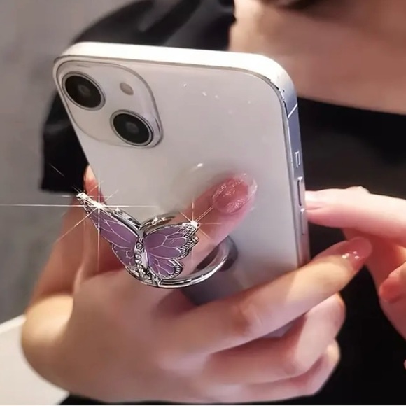 1 Pcs 360°Rotation Metal Butterfly Cell Phone Stand/ Finger Ring Holder - Picture 5 of 8